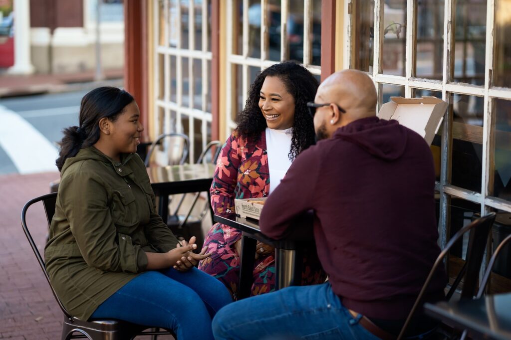 family people happy eating dinner 7240486